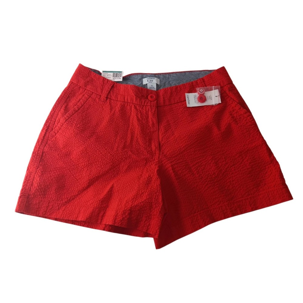 Crown & Ivy Shorts Womens sz 6P Red Caroline 4" Inseam Stretch Twill Chino